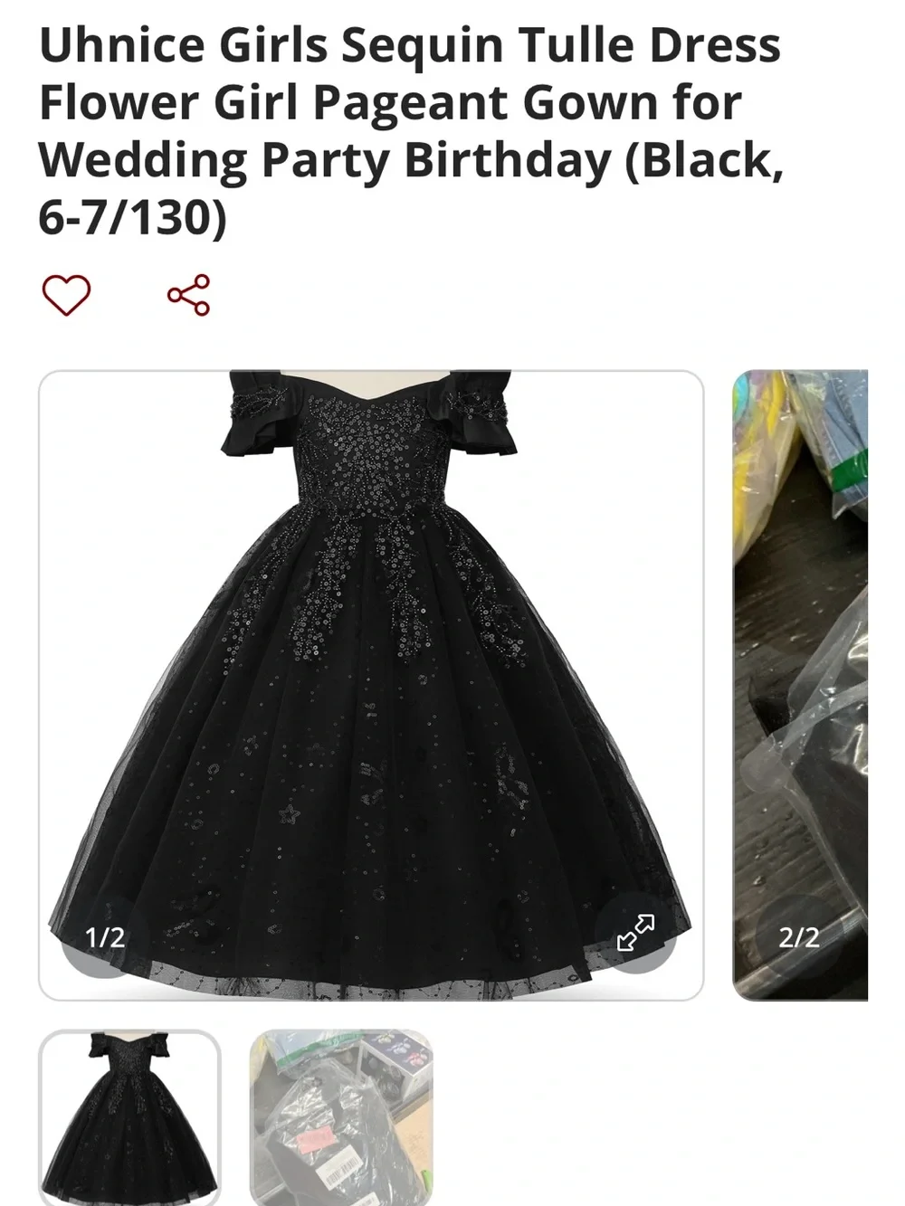 Black Sequin Tulle Formal Dress for Girls - Elegant Party Gown
